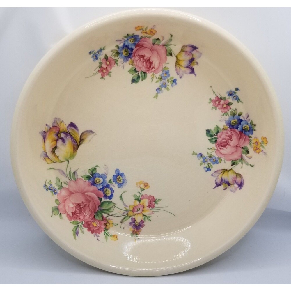 Paden City Pottery's Bak-Serv 1936 golden acacia pattern pie plates vintage pair